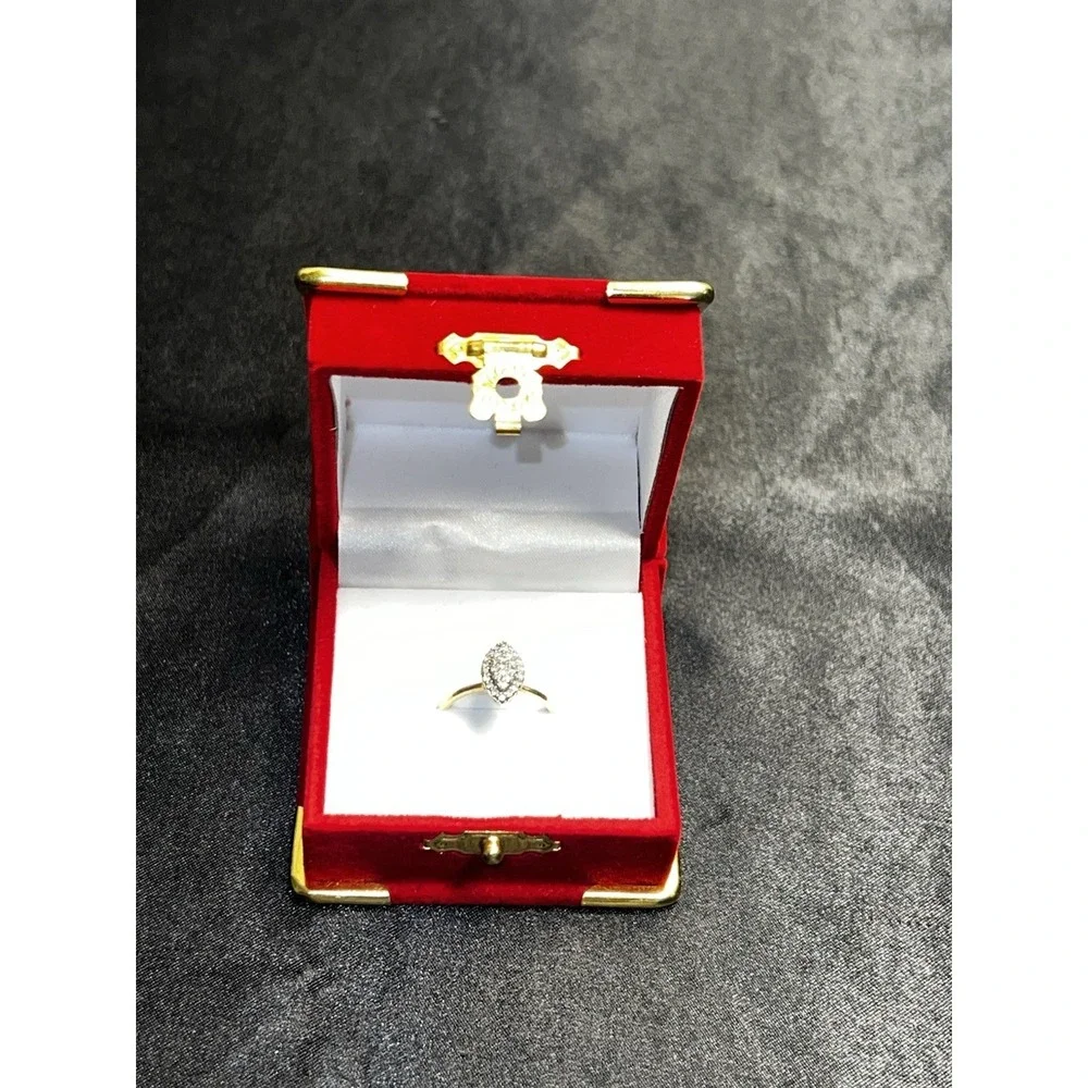 Brand new Red Velvet Ring Box Gold Trim Domed Lid Jewelry Presentation Box
